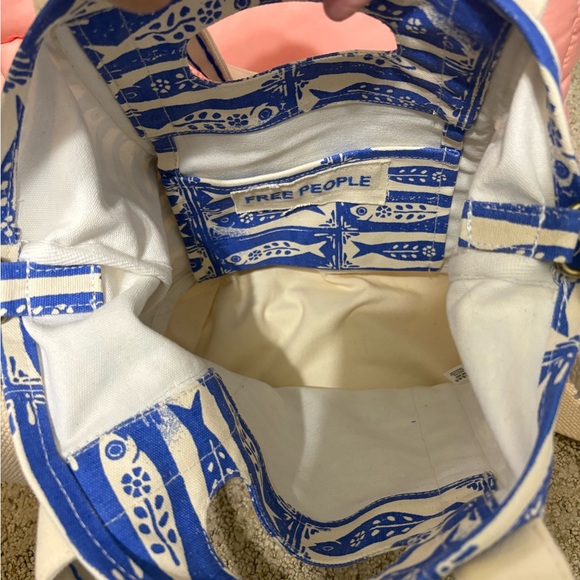 Free People Blue and White Fish Print Crossbody Bag - Picture 2 of 2